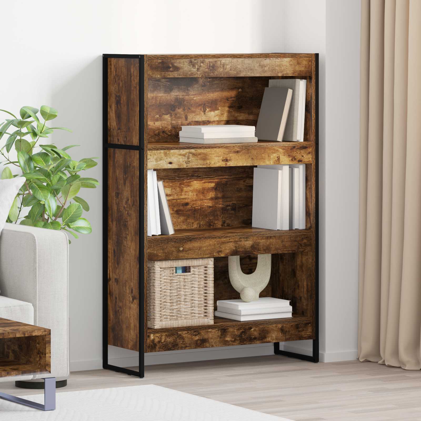 vidaXL Szafka na książki Dąb dymny 80 x 30 x 121 cm