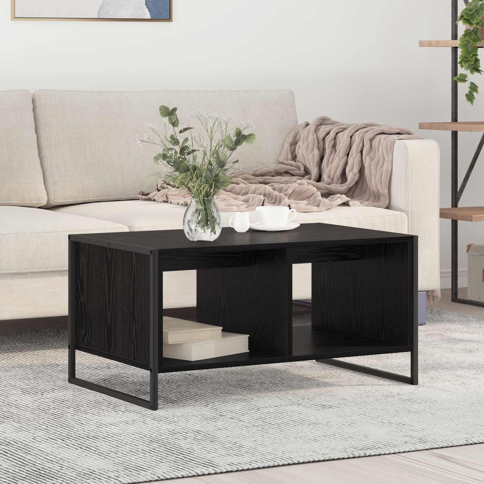 vidaXL Stolik kawowy Czarny Dąb 80 x 50 x 40 cm