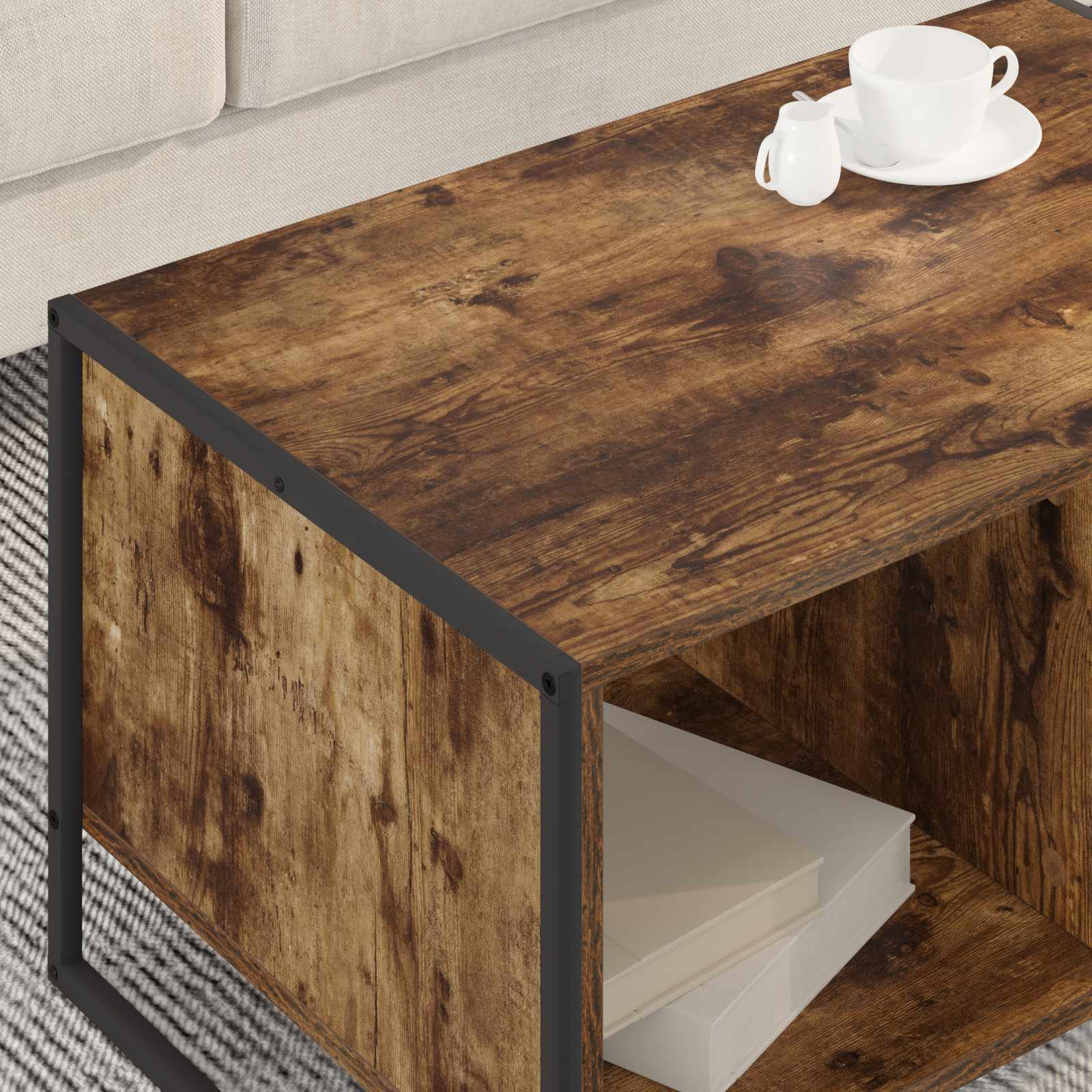 vidaXL Stolik kawowy Dąb dymny 80 x 50 x 40 cm Materiał drewnopochodny