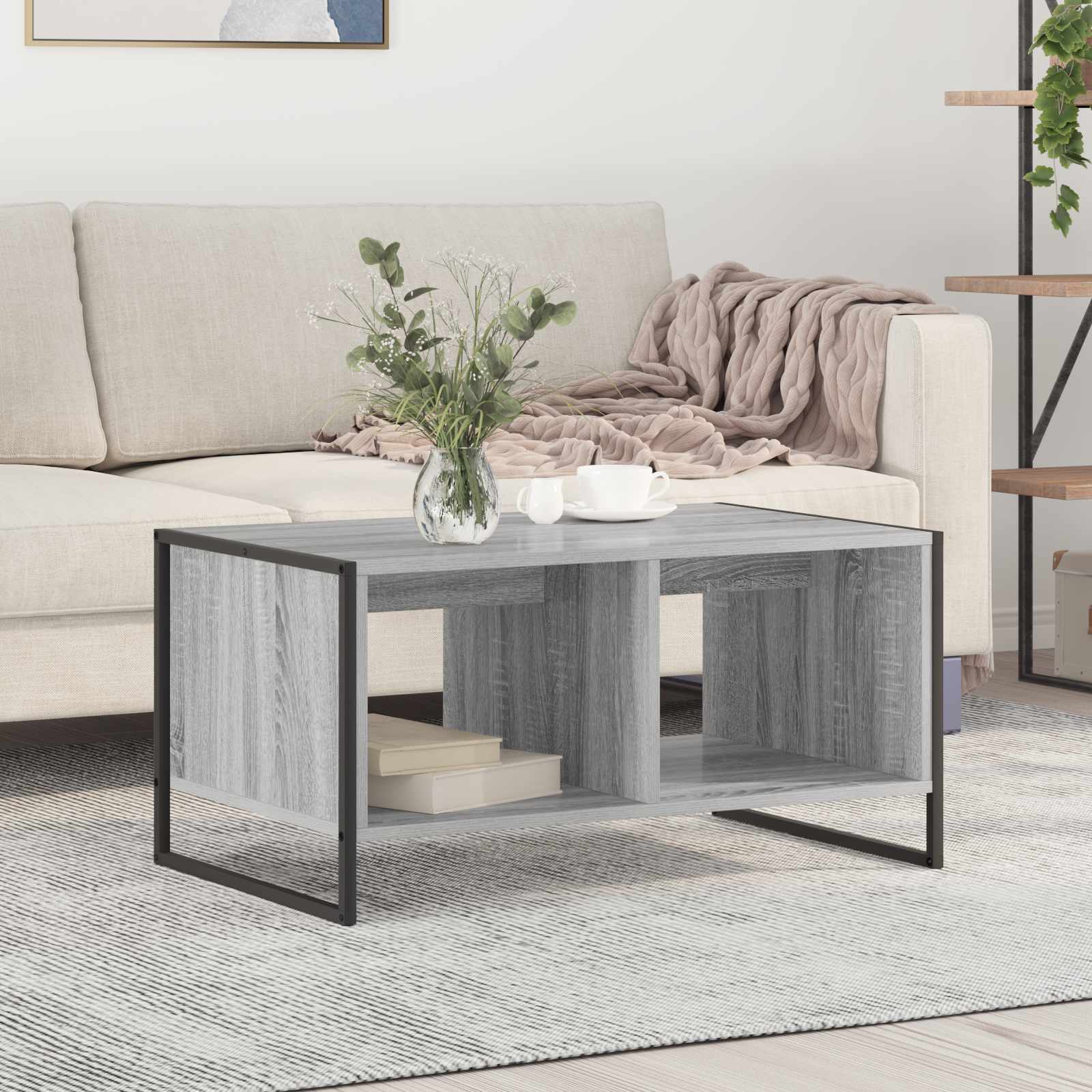 vidaXL Stolik kawowy Szary Sonoma 80 x 50 x 40 cm