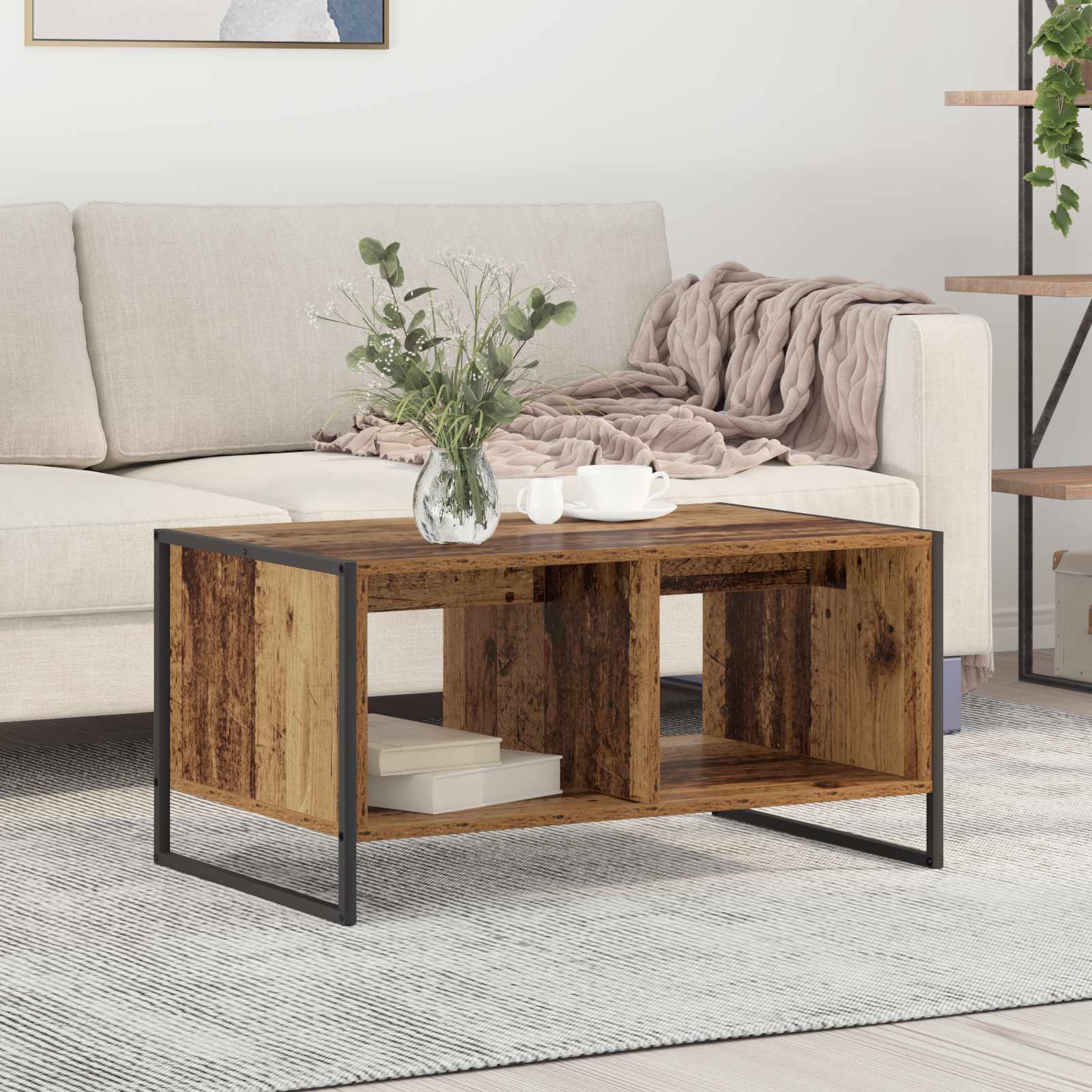 vidaXL Stolik kawowy Stare drewno 80 x 50 x 40 cm