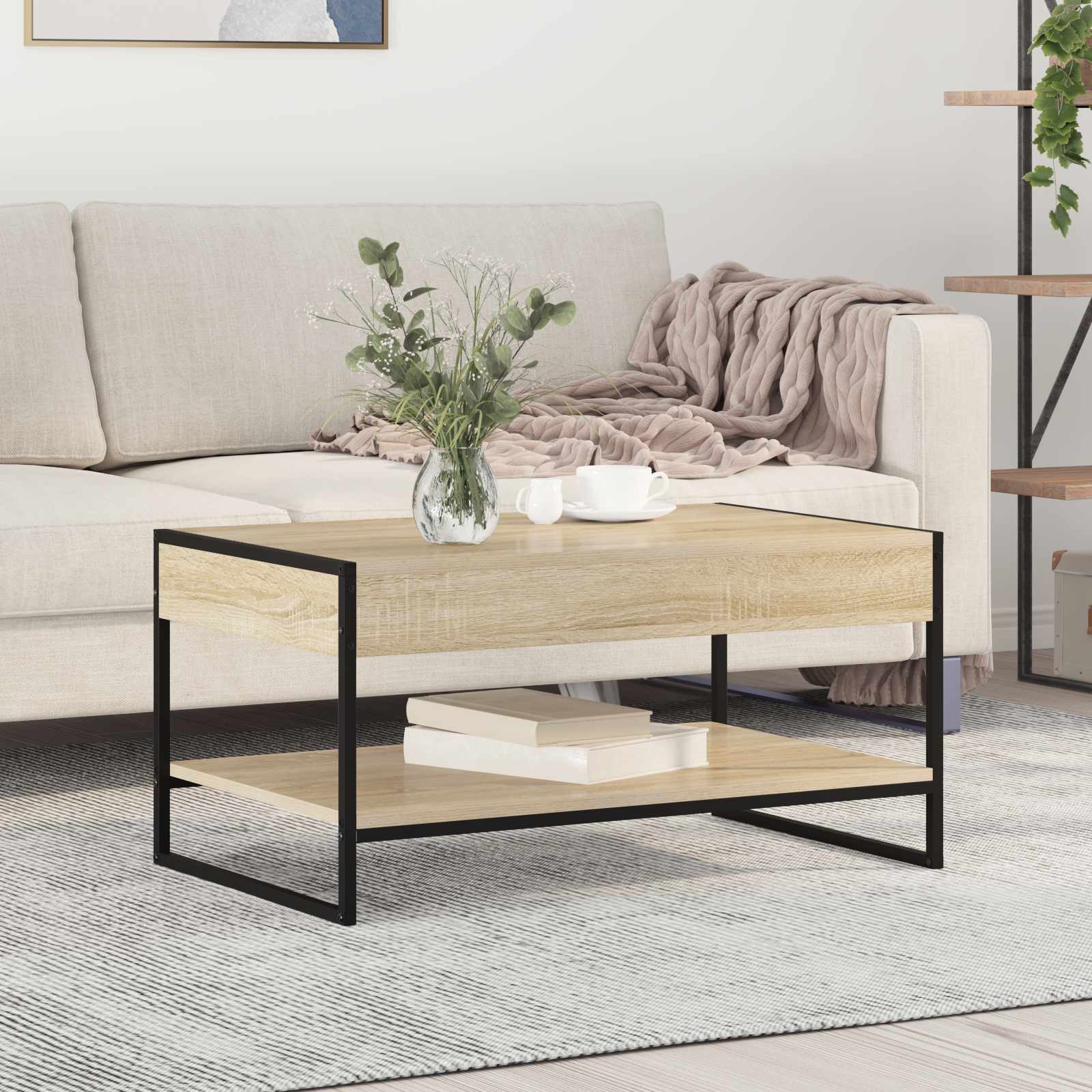 vidaXL Stolik kawowy Sonoma 80 x 50 x 40 cm Materiał drewnopochodny