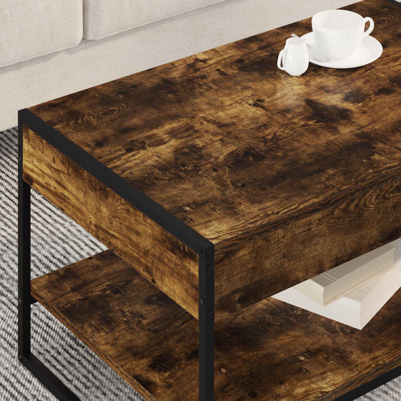 vidaXL Stolik kawowy Dąb dymny 80 x 50 x 40 cm Materiał drewnopochodny