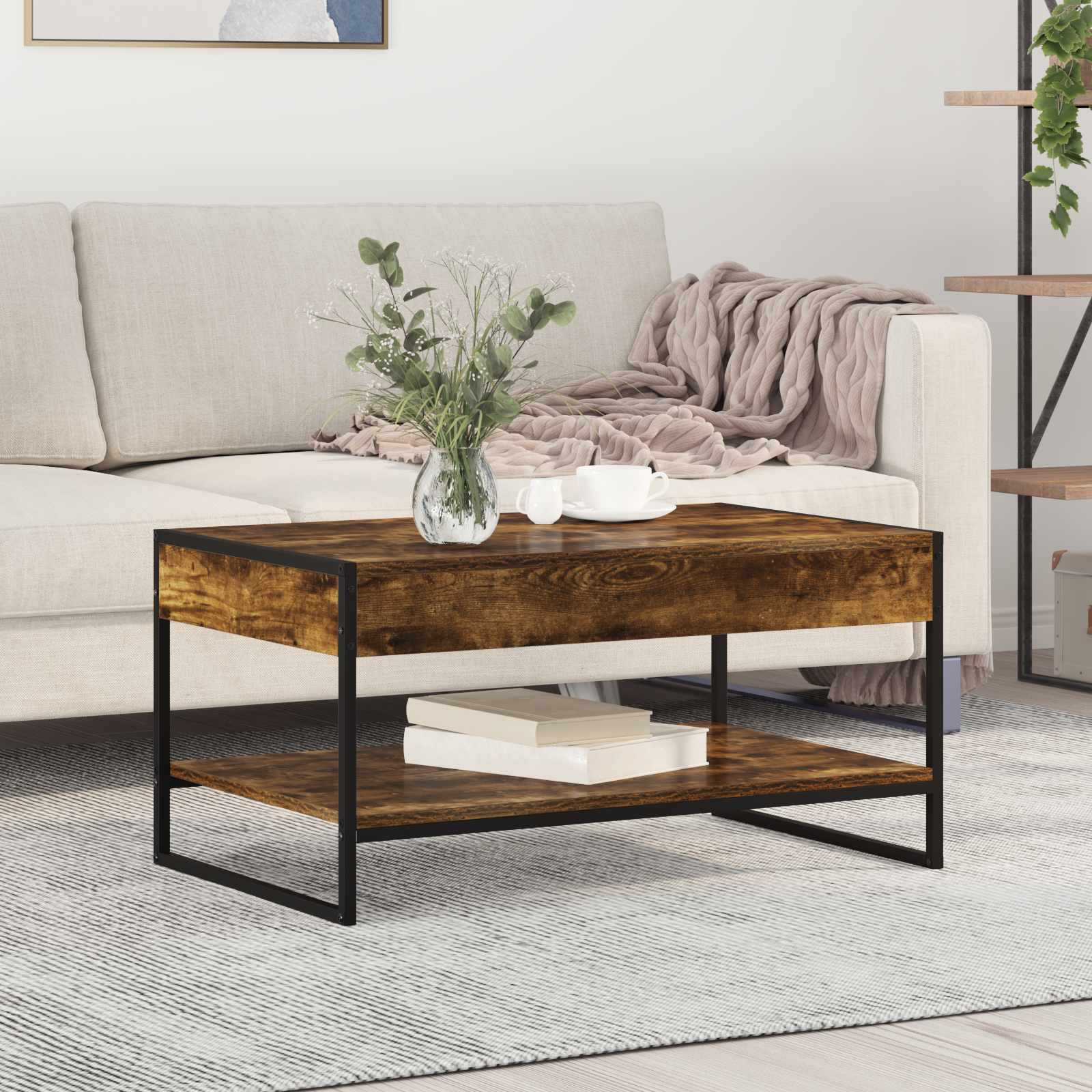 vidaXL Stolik kawowy Dąb dymny 80 x 50 x 40 cm Materiał drewnopochodny