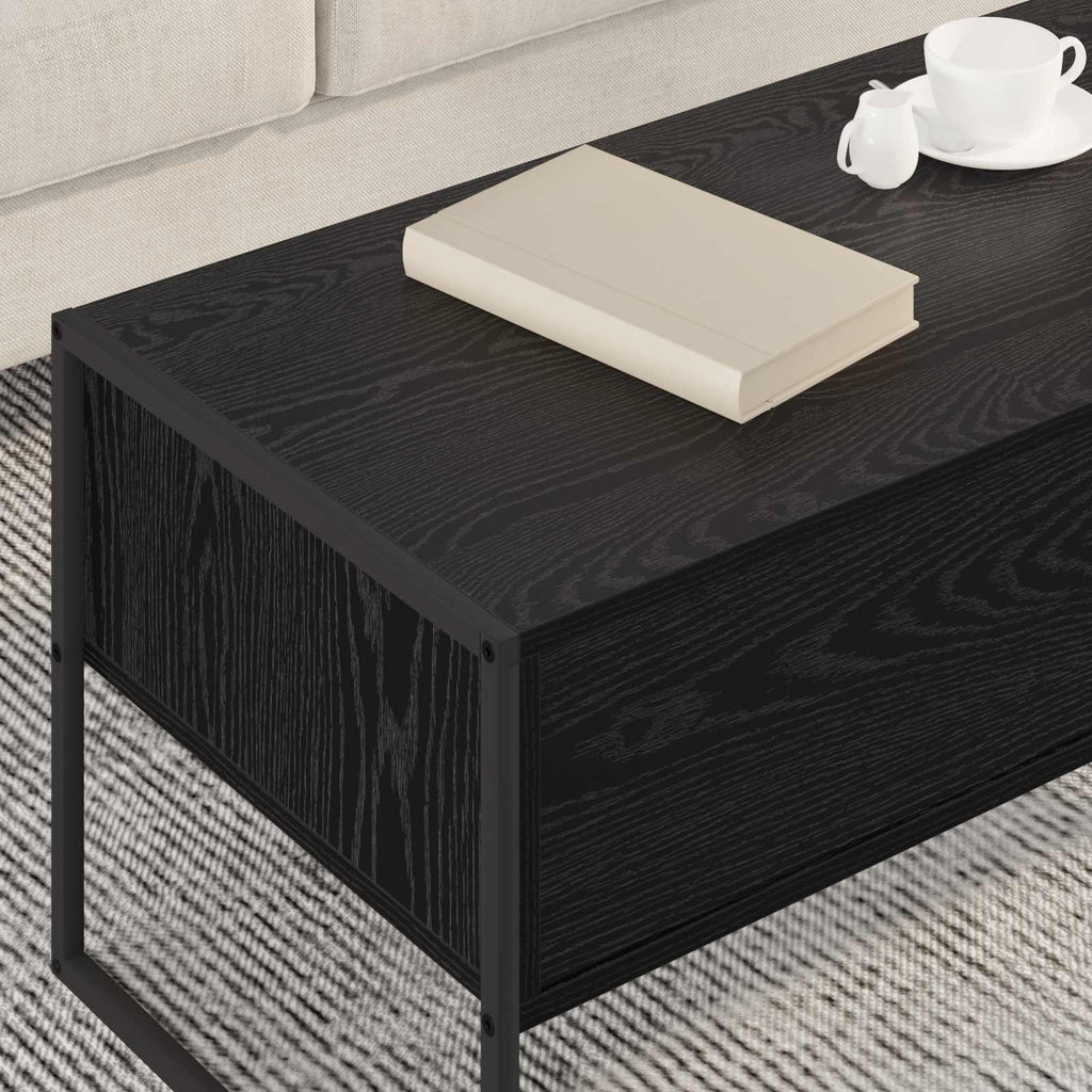 vidaXL Stolik kawowy z szufladą Czarny Dąb 100 x 46 x 40 cm