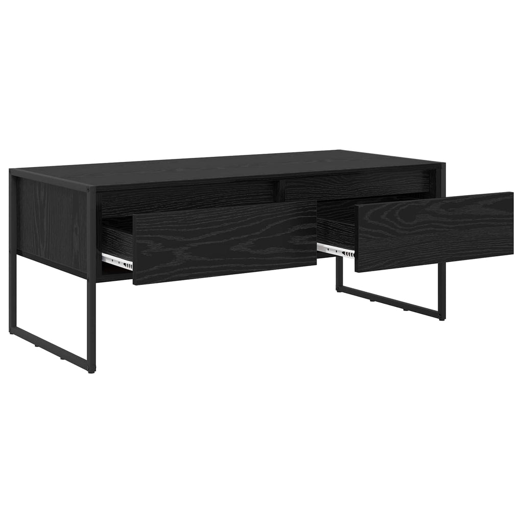vidaXL Stolik kawowy z szufladą Czarny Dąb 100 x 46 x 40 cm