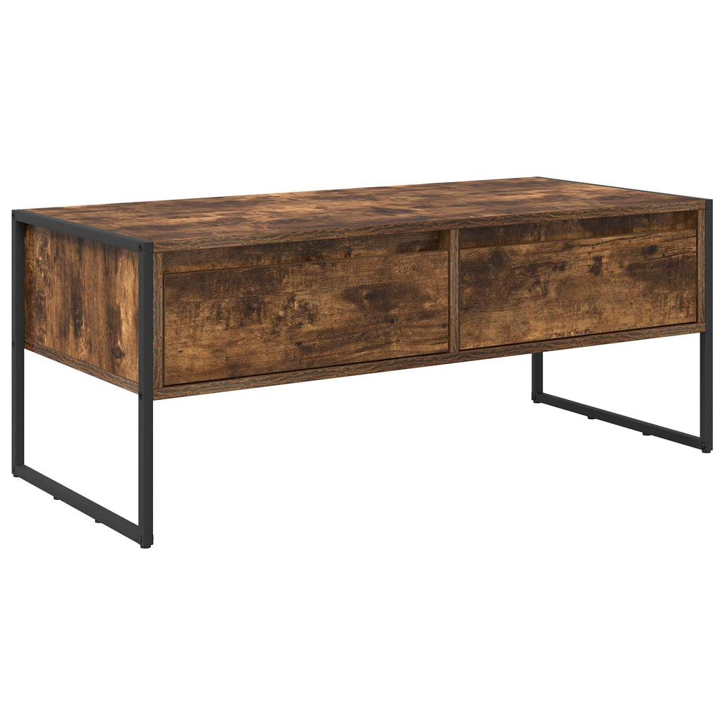 vidaXL Stolik kawowy z szufladą Dąb dymny 100 x 46 x 40 cm