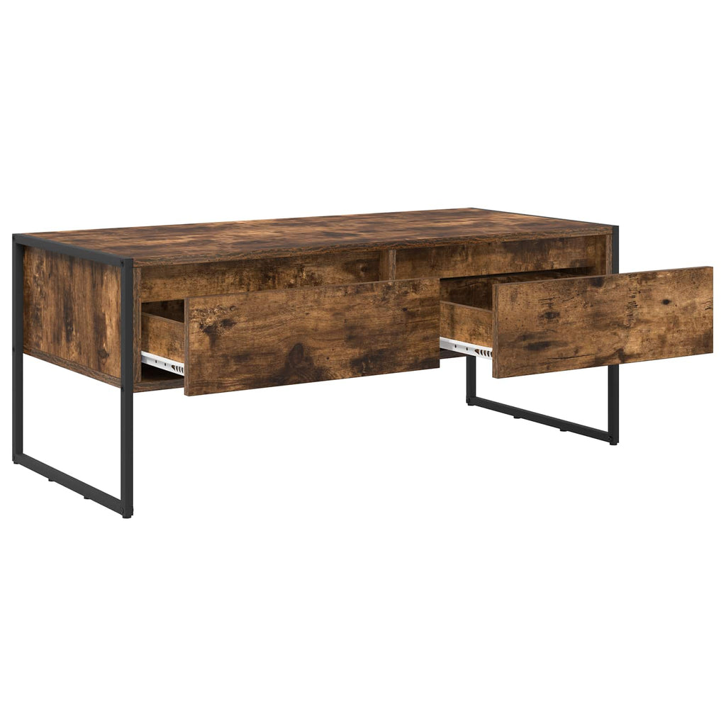 vidaXL Stolik kawowy z szufladą Dąb dymny 100 x 46 x 40 cm