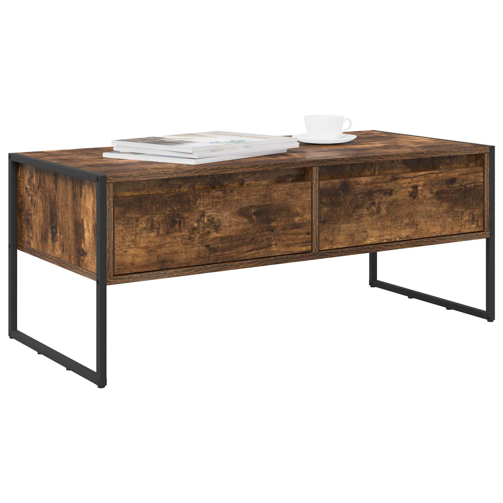 vidaXL Stolik kawowy z szufladą Dąb dymny 100 x 46 x 40 cm