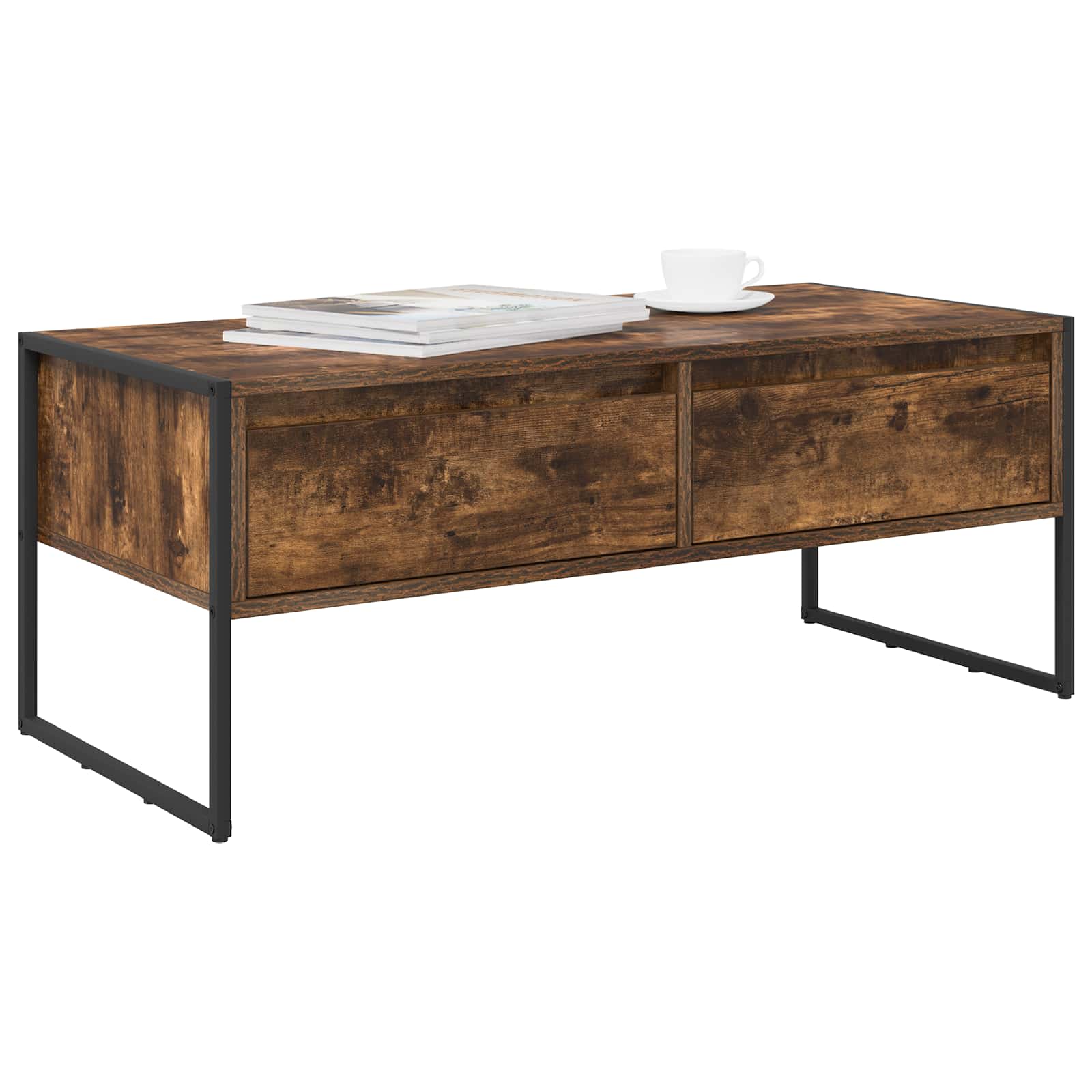 vidaXL Stolik kawowy z szufladą Dąb dymny 100 x 46 x 40 cm