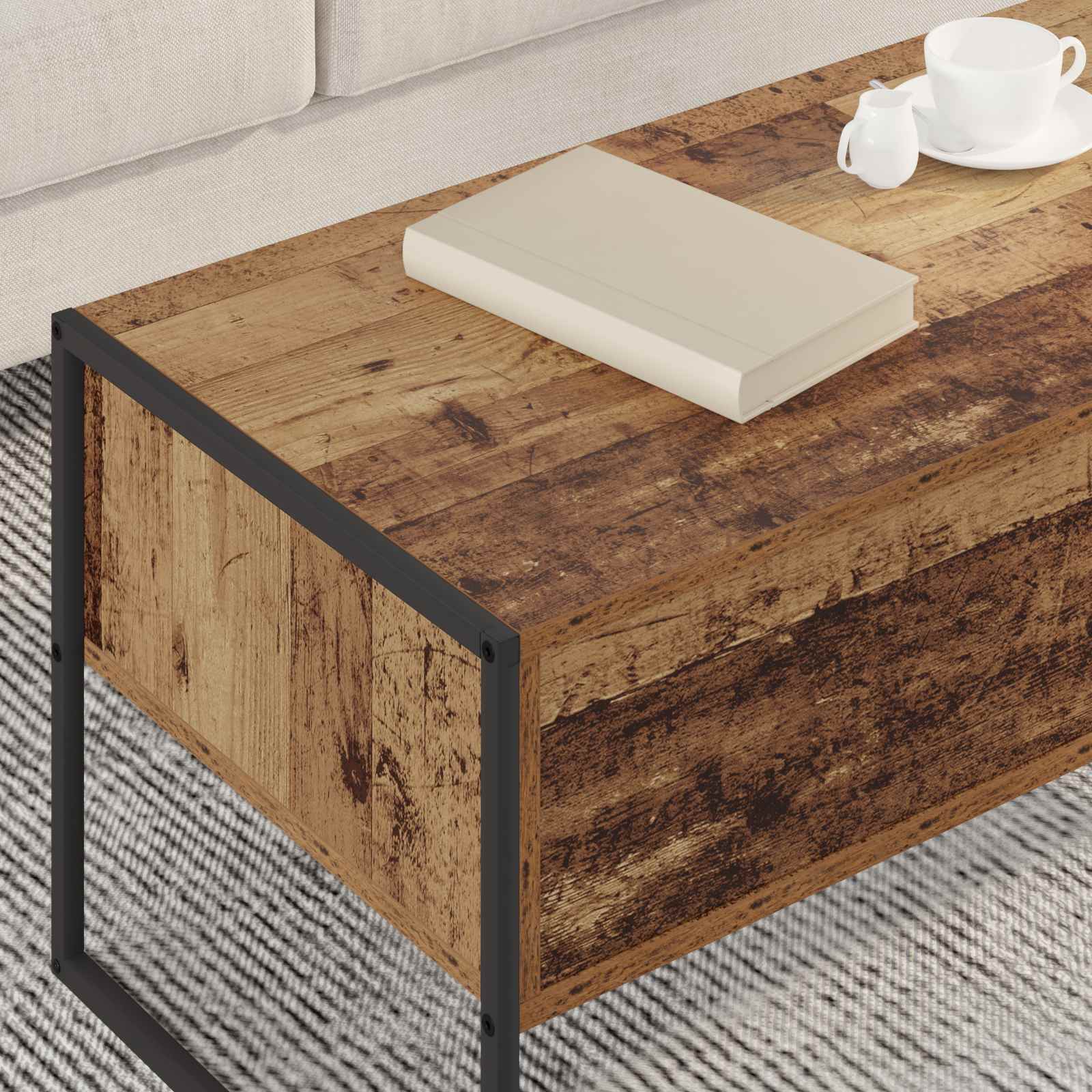 vidaXL Stolik kawowy z szufladą Stare drewno 100 x 46 x 40 cm