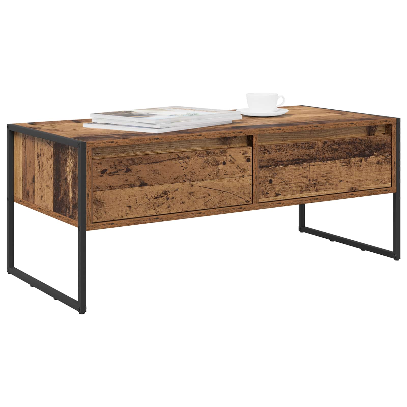 vidaXL Stolik kawowy z szufladą Stare drewno 100 x 46 x 40 cm