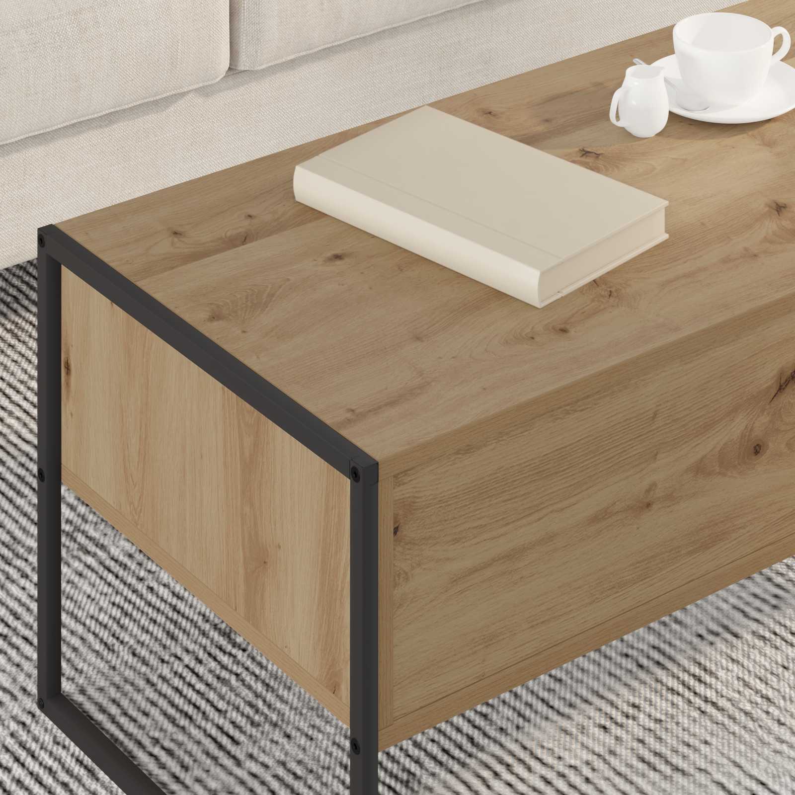vidaXL Stolik kawowy z szufladą Dąb rzemieślniczy 100 x 46 x 40 cm