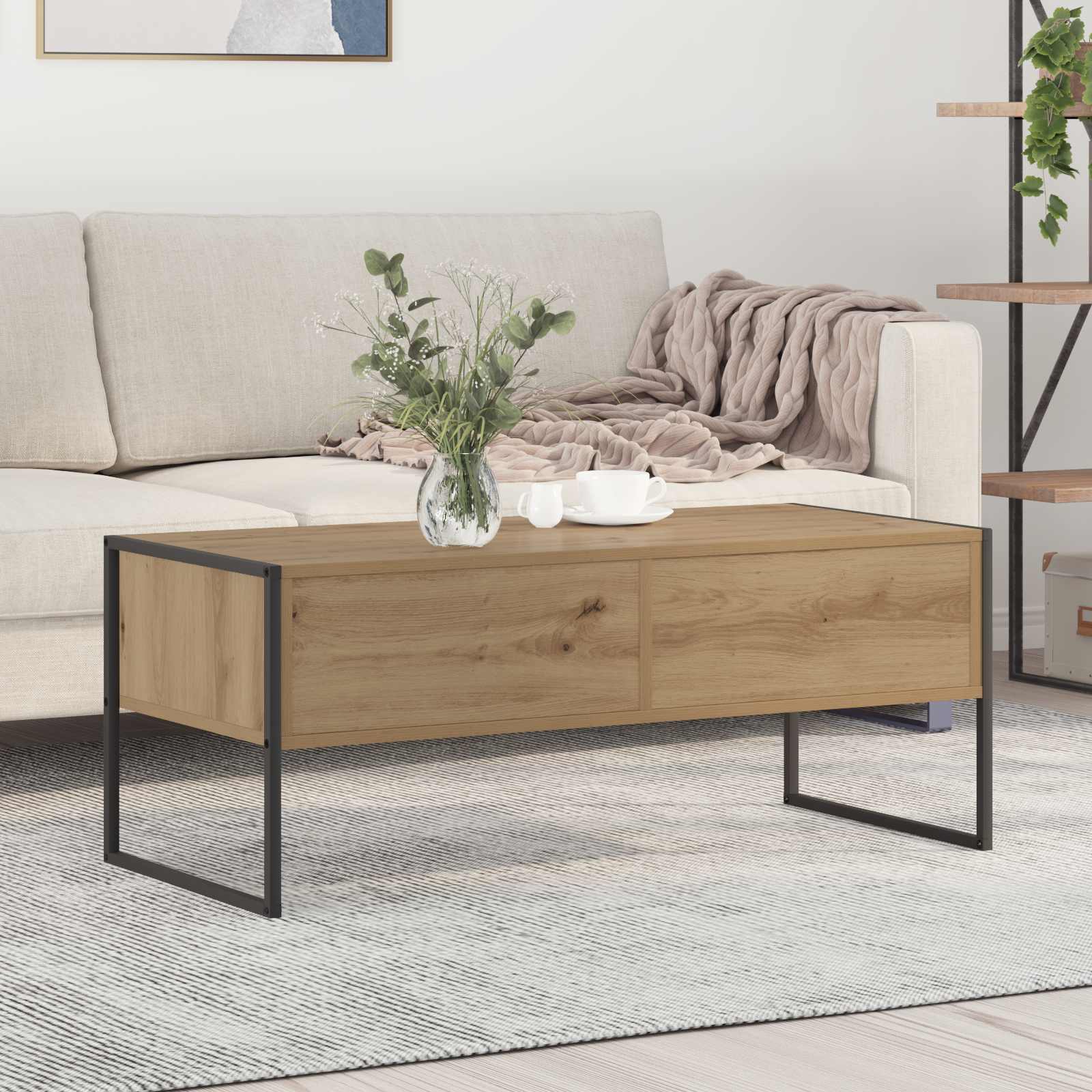 vidaXL Stolik kawowy z szufladą Dąb rzemieślniczy 100 x 46 x 40 cm