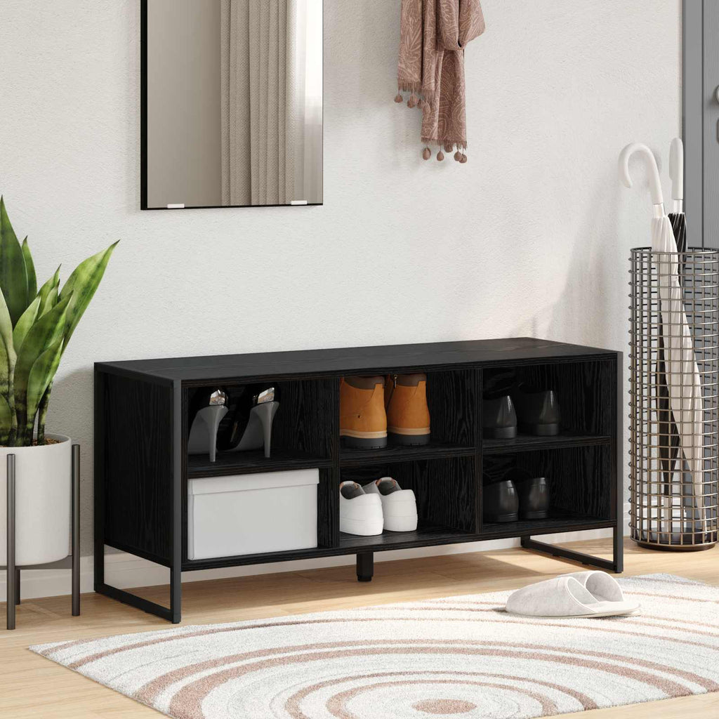 vidaXL Szafka na buty z przechowywaniem Czarny Dąb 100 x 35 x 44 cm