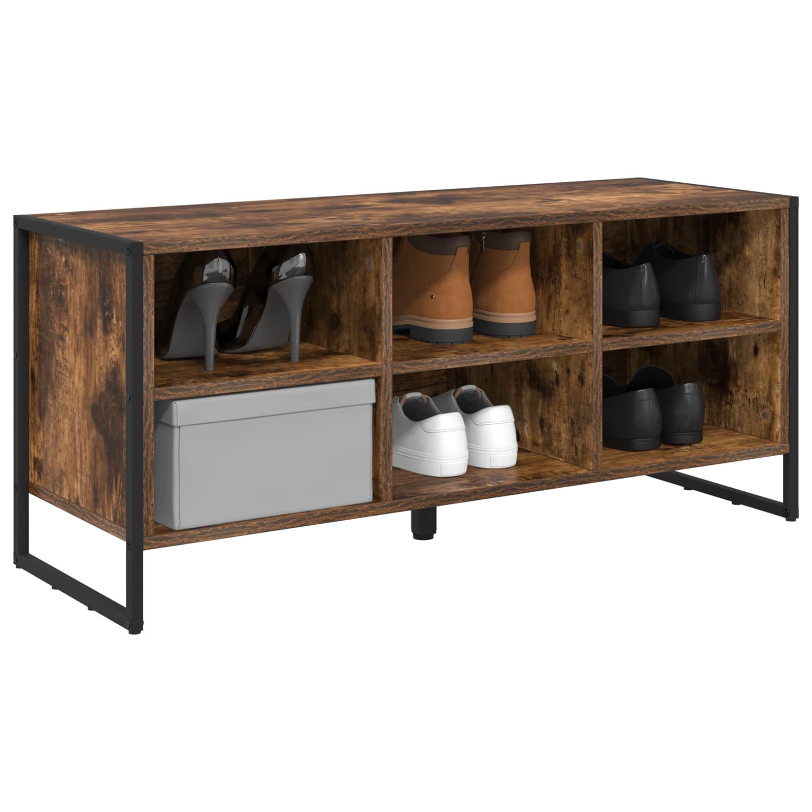 vidaXL Szafka na buty z przechowywaniem Dąb dymny 100 x 35 x 44 cm