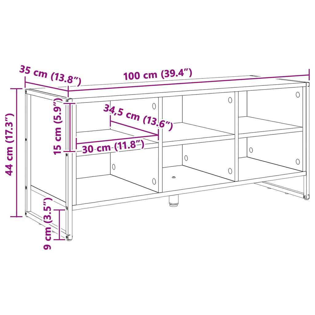 vidaXL Szafka na buty z przechowywaniem Szary Sonoma 100 x 35 x 44 cm