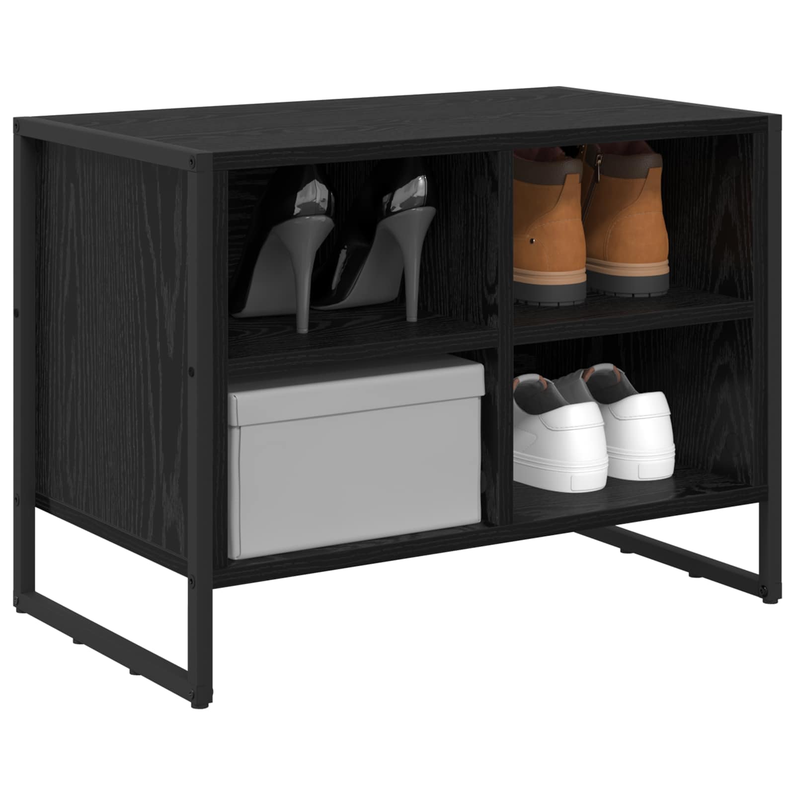 vidaXL Szafka na buty z przechowywaniem Czarny Dąb 60 x 35 x 44 cm