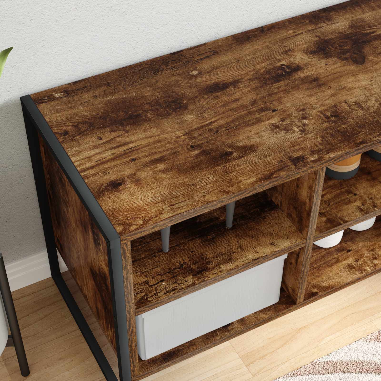 vidaXL Szafka na buty z przechowywaniem Dąb dymny 60 x 35 x 44 cm
