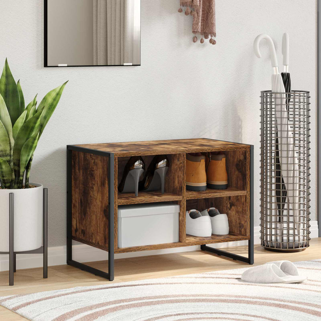 vidaXL Szafka na buty z przechowywaniem Dąb dymny 60 x 35 x 44 cm