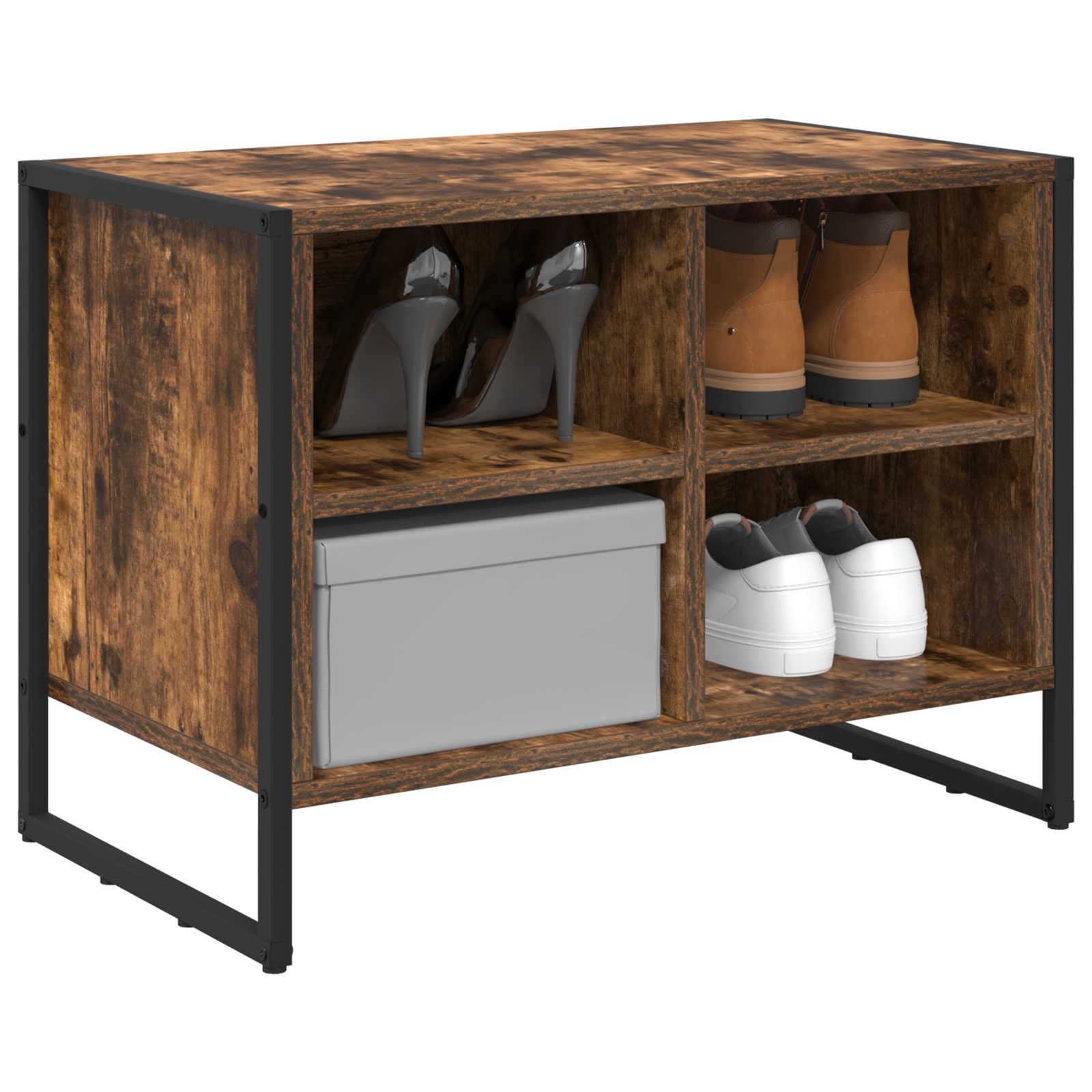 vidaXL Szafka na buty z przechowywaniem Dąb dymny 60 x 35 x 44 cm