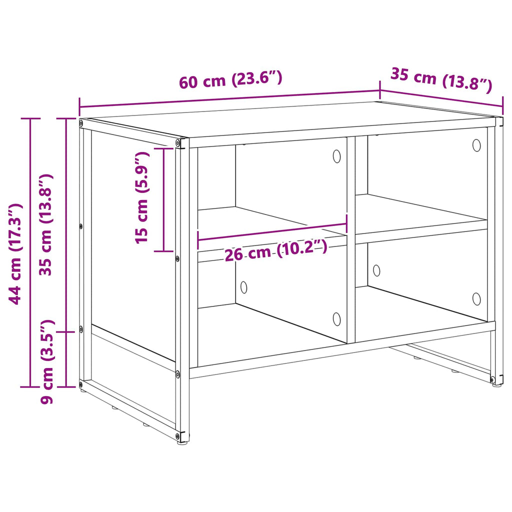 vidaXL Szafka na buty z przechowywaniem Dąb dymny 60 x 35 x 44 cm