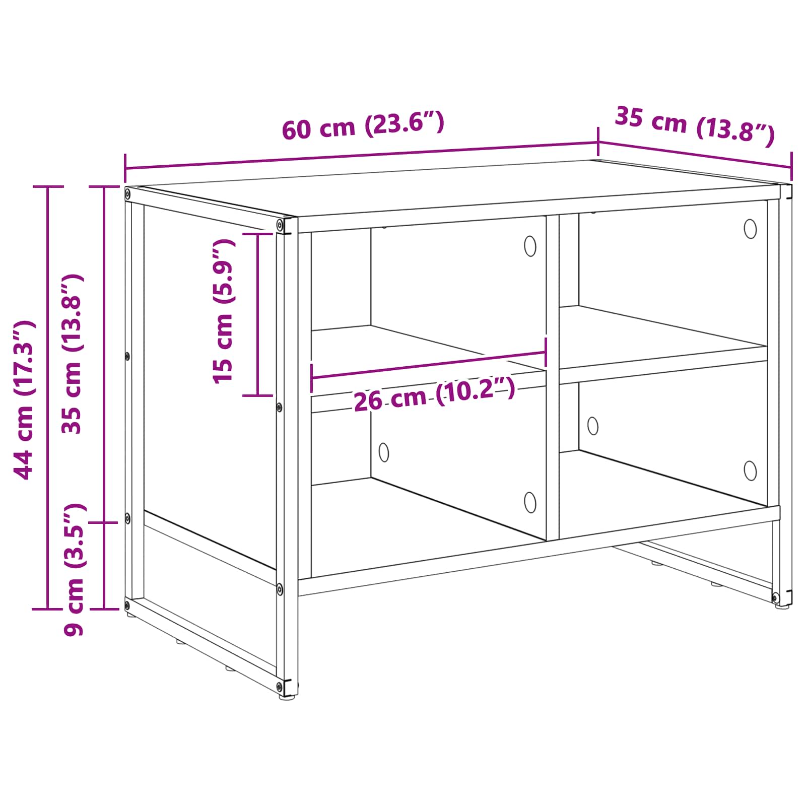 vidaXL Szafka na buty z przechowywaniem Szary Sonoma 60 x 35 x 44 cm