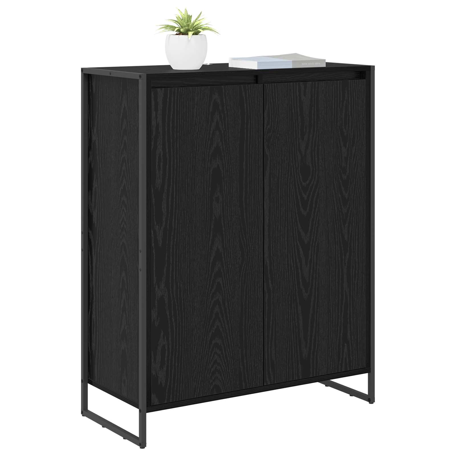 vidaXL Szafka na buty z przechowywaniem Czarny Dąb 79 x 36 x 100 cm