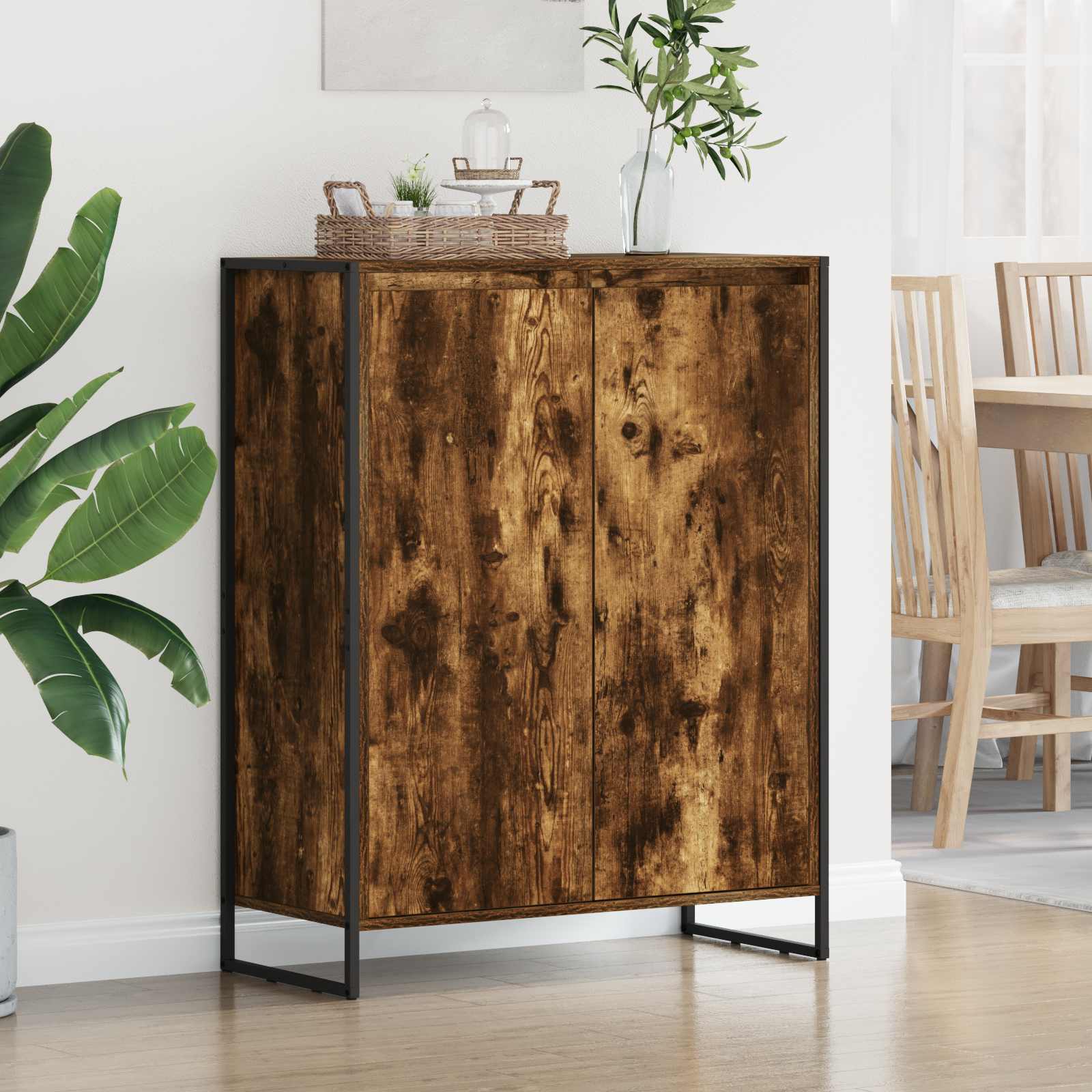 vidaXL Szafka na buty z przechowywaniem Dąb dymny 79 x 36 x 100 cm