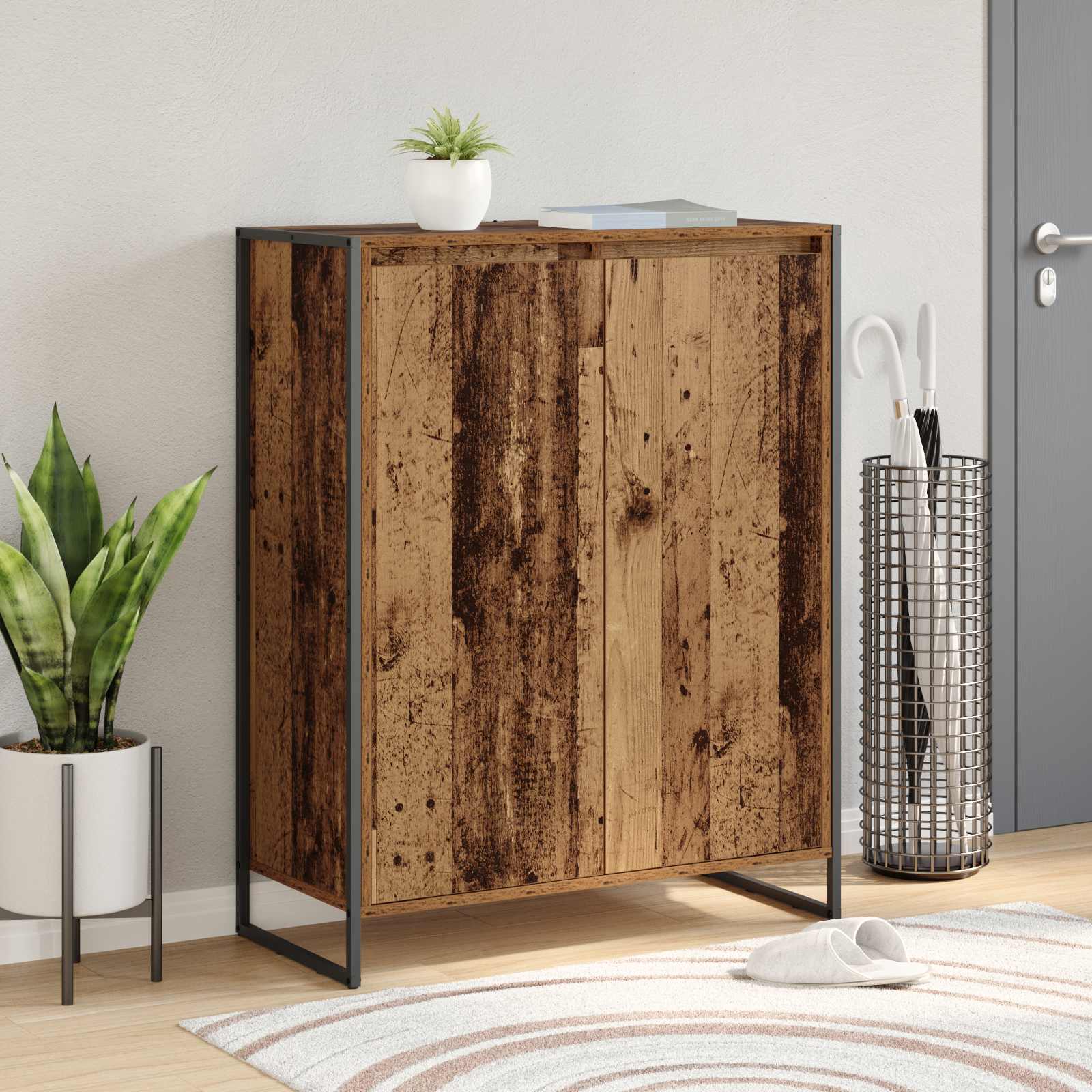 vidaXL Szafka na buty z przechowywaniem Stare drewno 79 x 36 x 100 cm