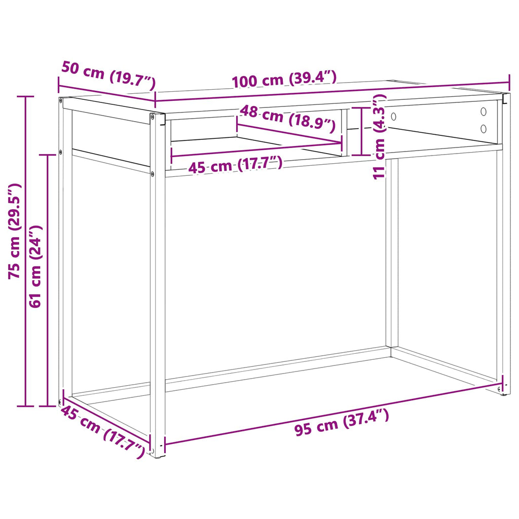 vidaXL Biurko Sonoma 100 x 50 x 75 cm Materiał drewnopochodny