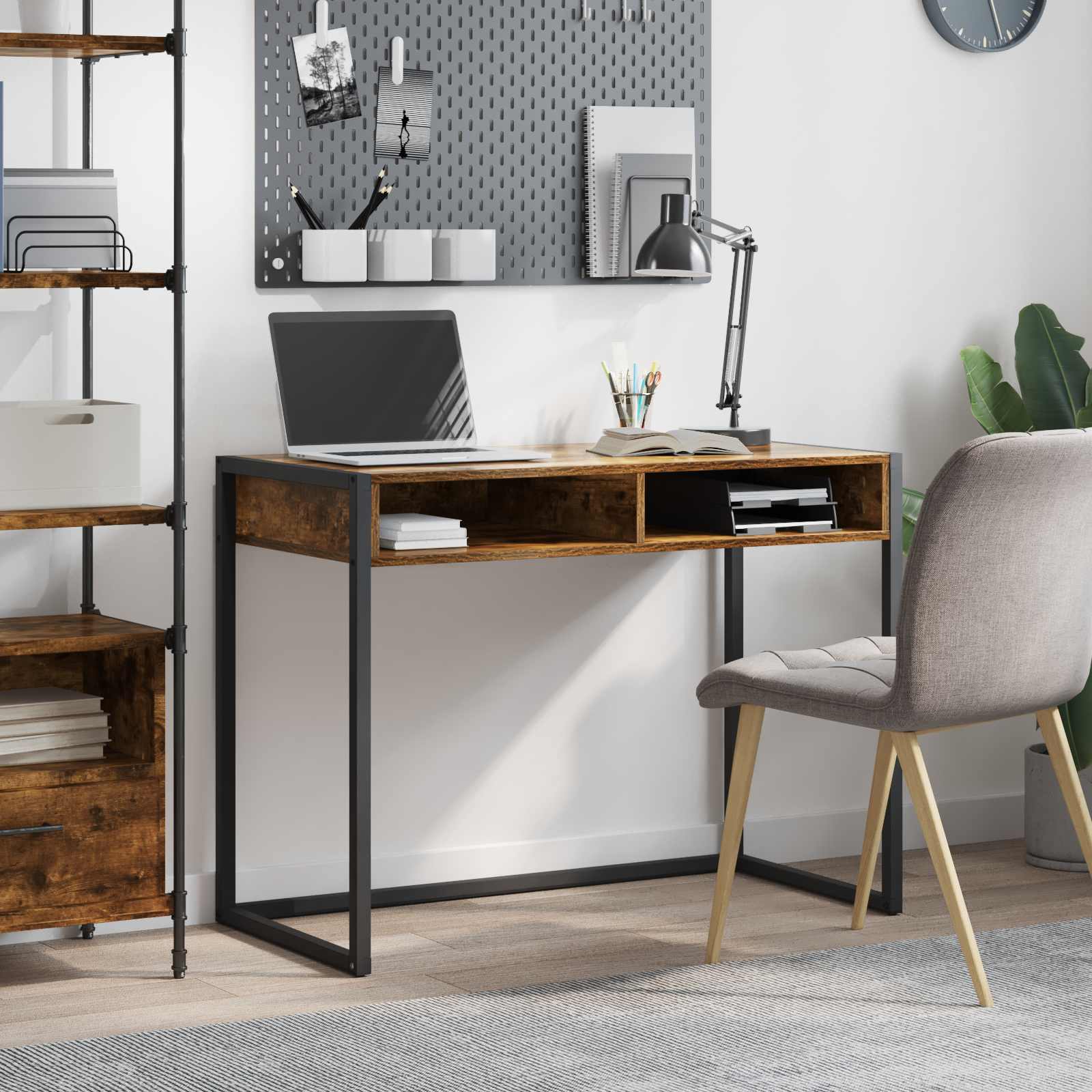 vidaXL Biurko Dąb dymny 100 x 50 x 75 cm Materiał drewnopochodny