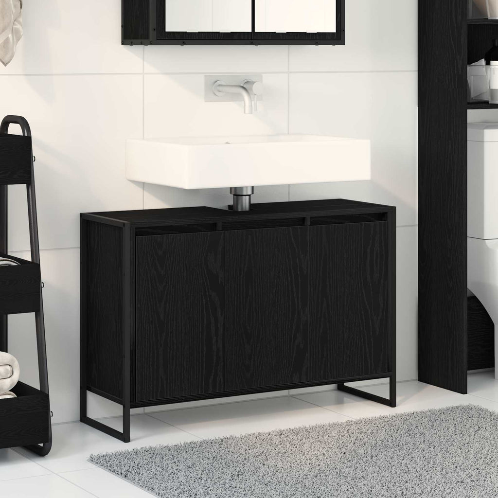 vidaXL Szafka Łazienkowa z przechowywaniem Czarny Dąb 90 x 30 x 60 cm