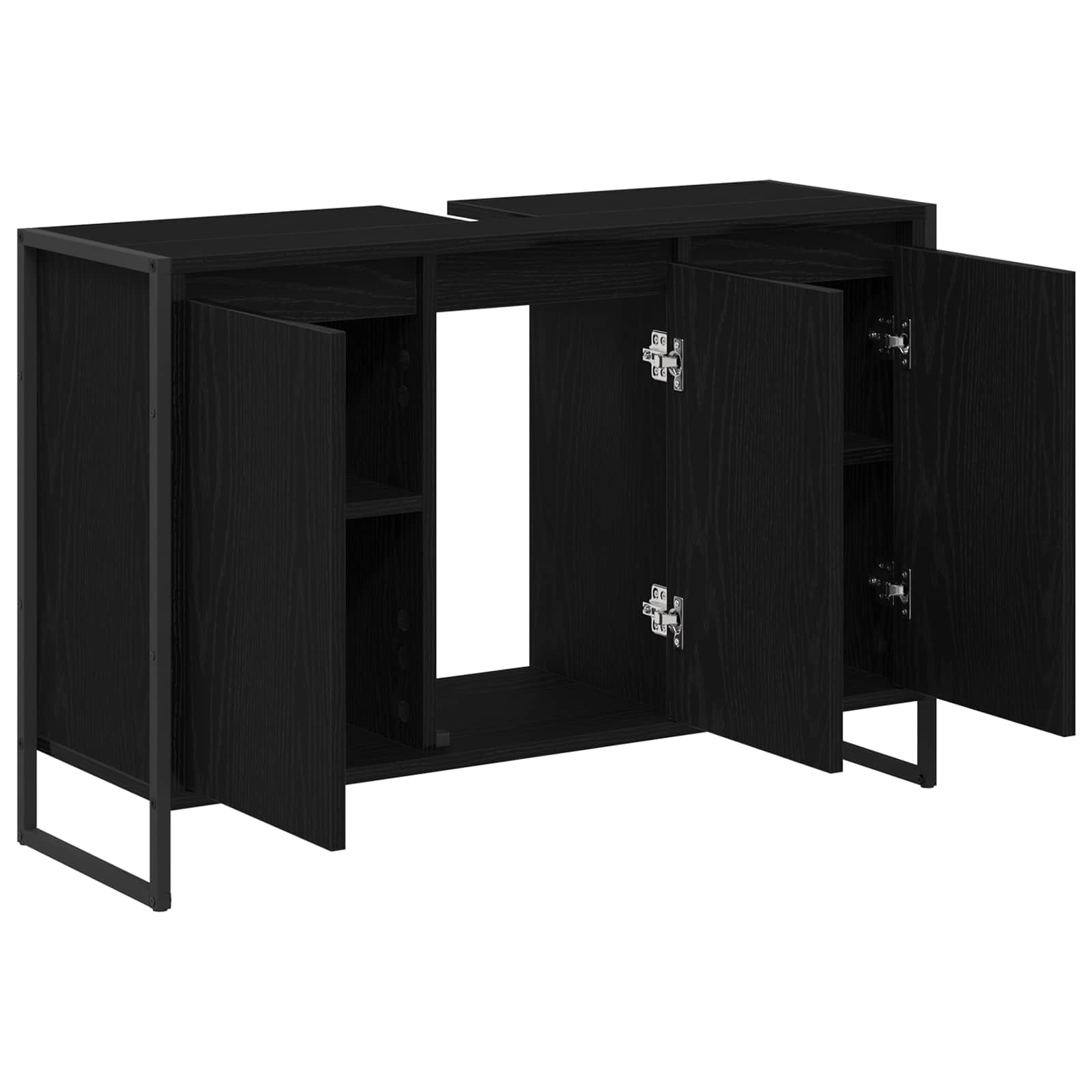 vidaXL Szafka Łazienkowa z przechowywaniem Czarny Dąb 90 x 30 x 60 cm