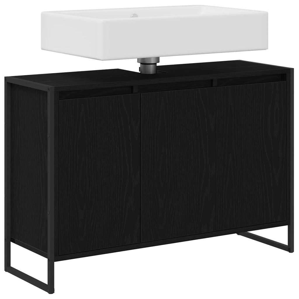 vidaXL Szafka Łazienkowa z przechowywaniem Czarny Dąb 90 x 30 x 60 cm