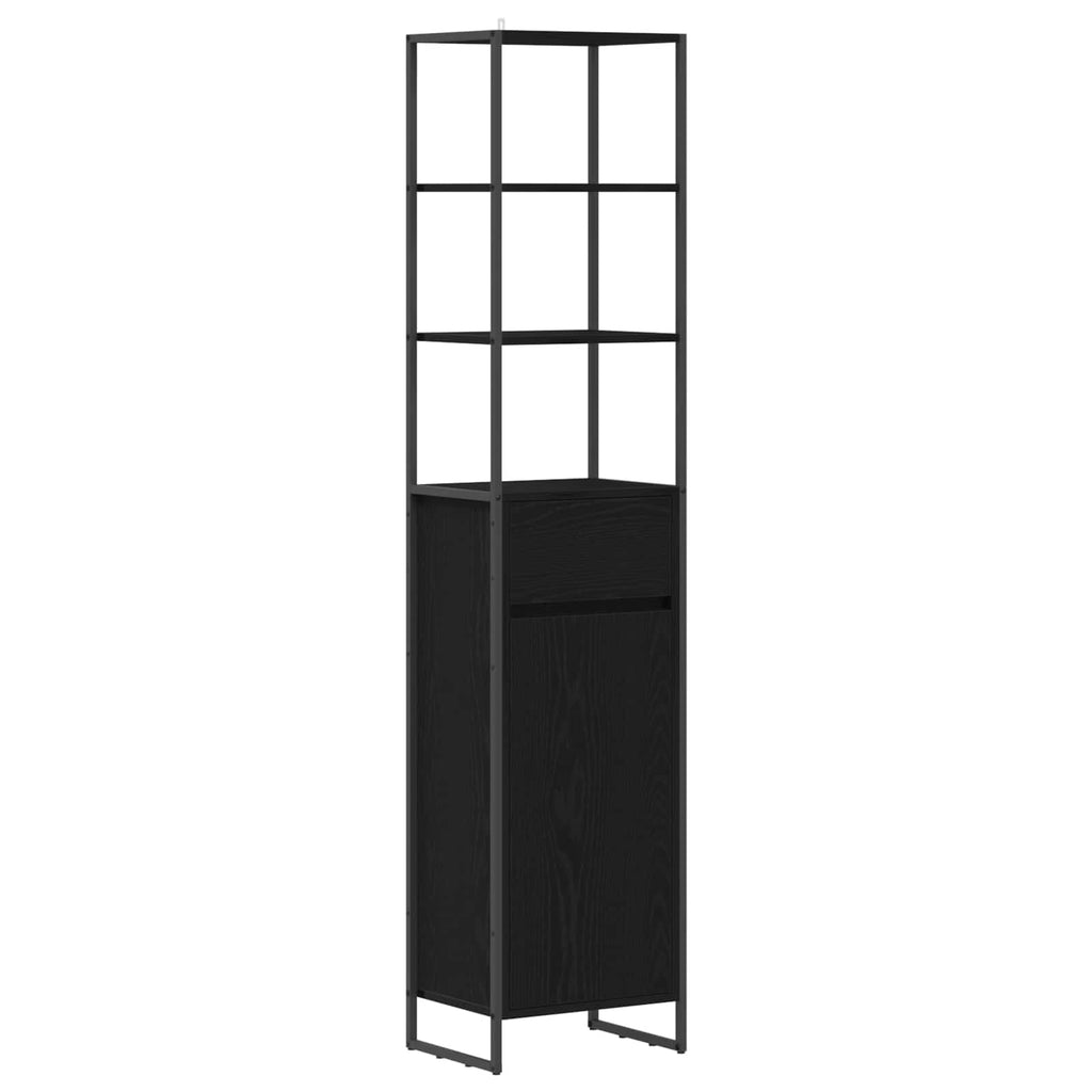 vidaXL Szafka Łazienkowa z szufladą Czarny Dąb 40 x 30 x 180 cm