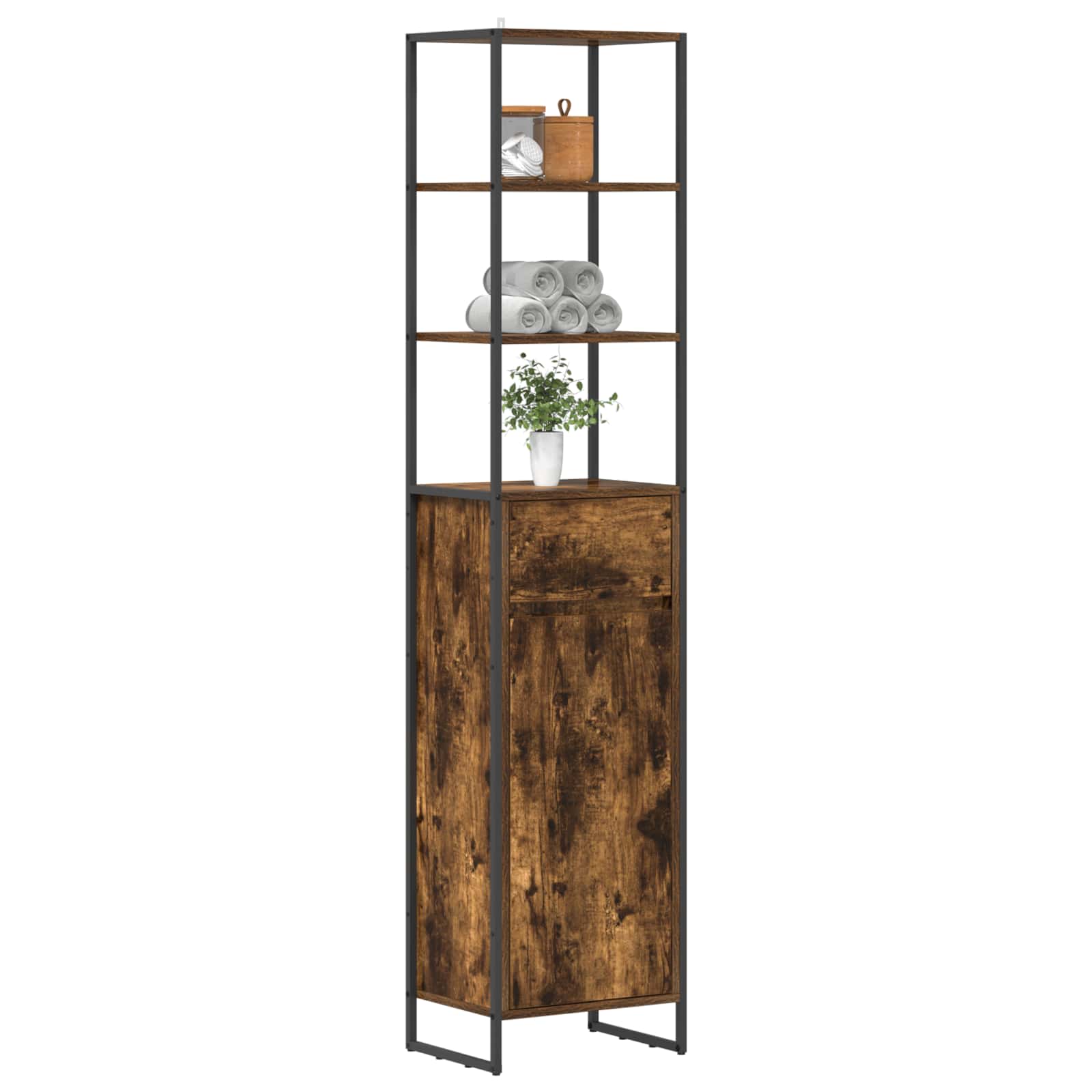 vidaXL Szafka Łazienkowa z szufladą Dąb dymny 40 x 30 x 180 cm