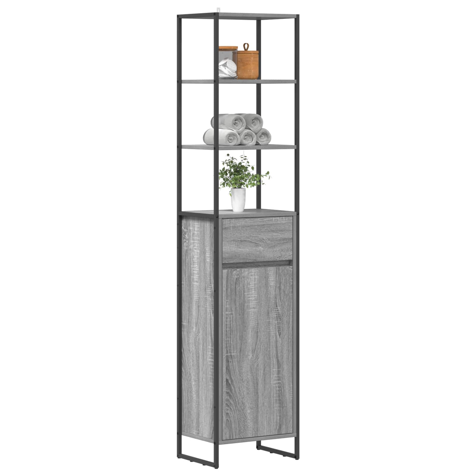 vidaXL Szafka Łazienkowa z szufladą Szary Sonoma 40 x 30 x 180 cm