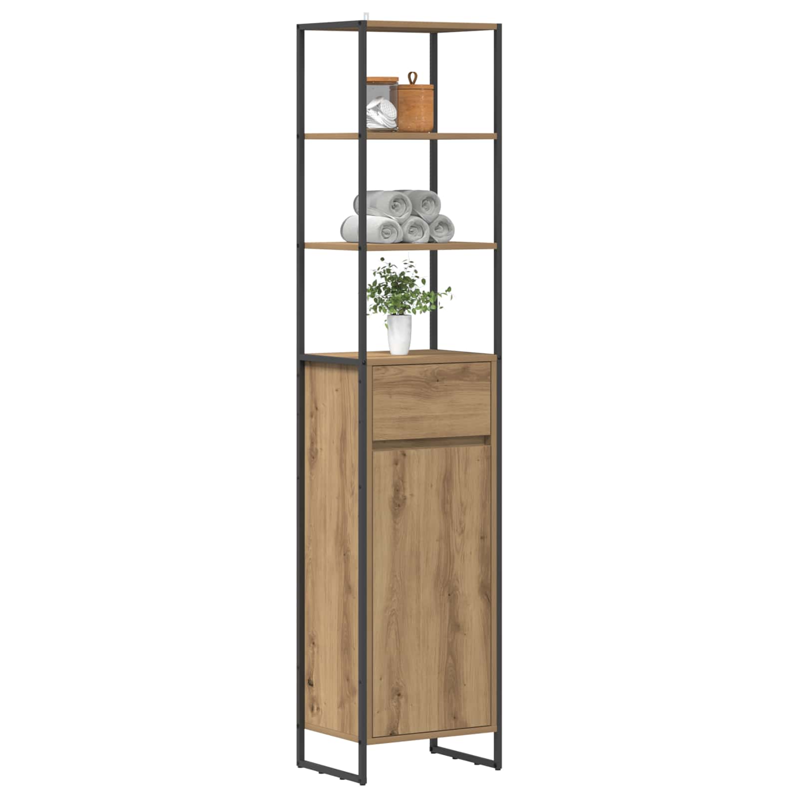 vidaXL Szafka Łazienkowa z szufladą Dąb rzemieślniczy 40 x 30 x 180 cm