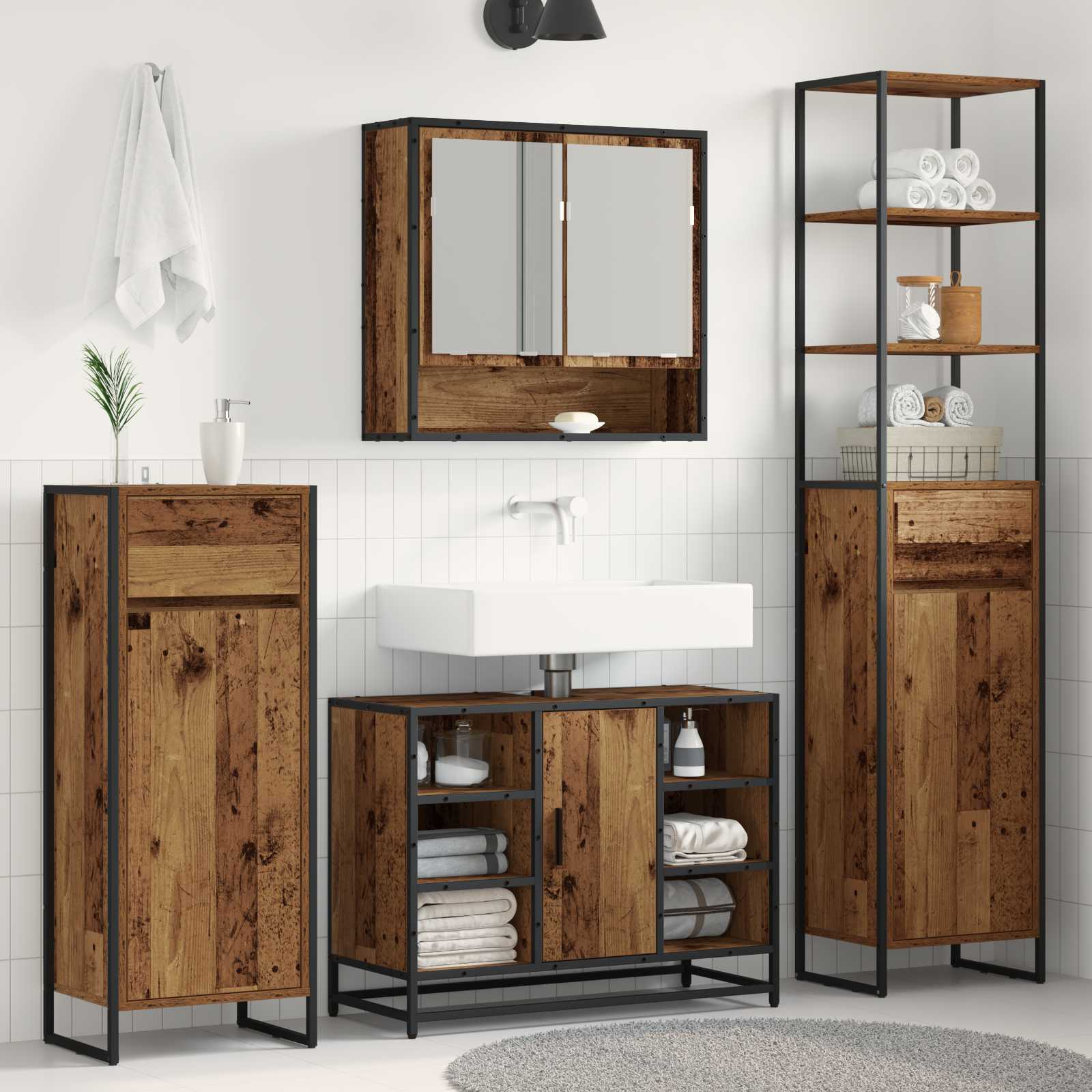 vidaXL Szafka Łazienkowa z szufladą Stare drewno 40 x 30 x 100 cm
