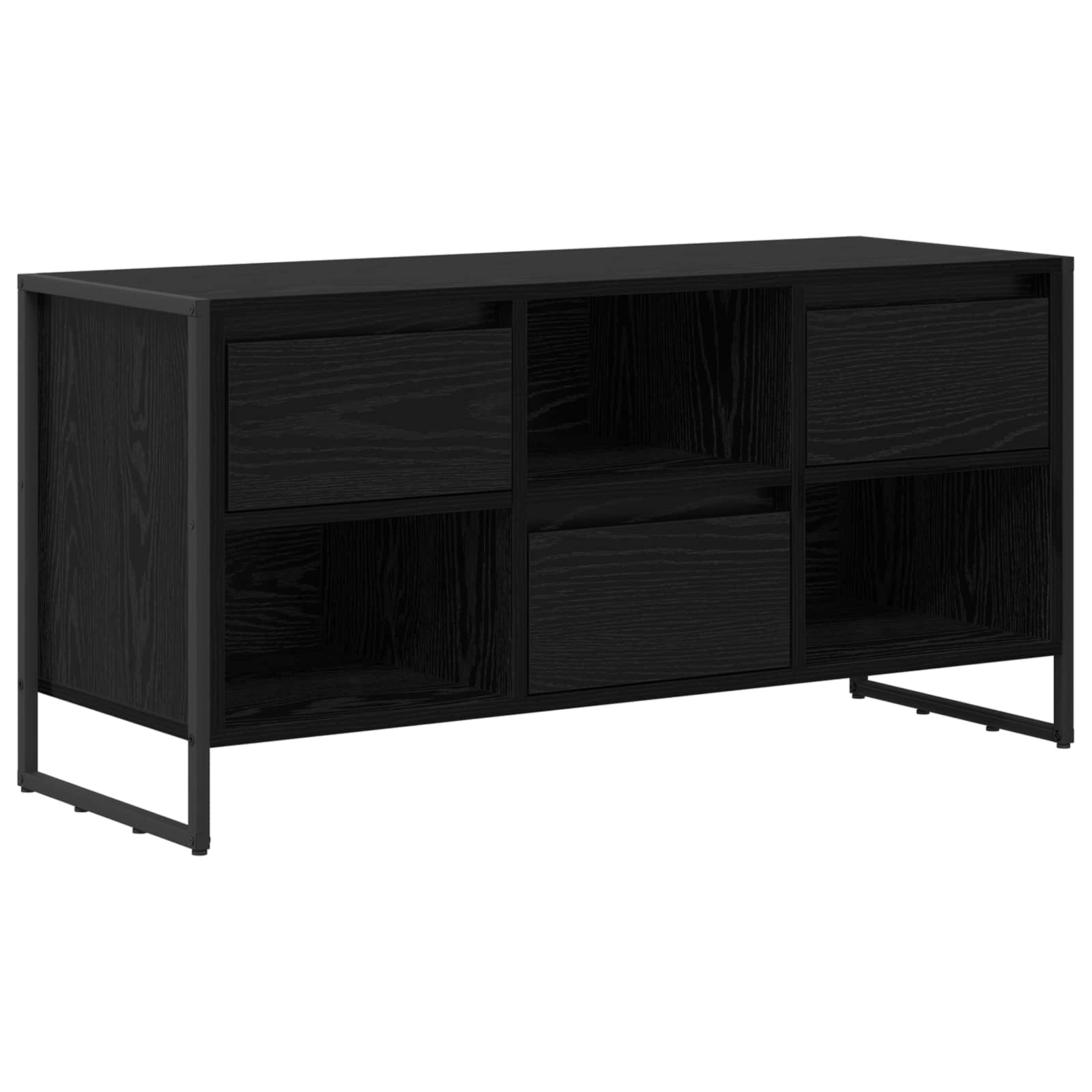 vidaXL Szafka pod telewizor z szufladą Czarny Dąb 100 x 36 x 49,5 cm