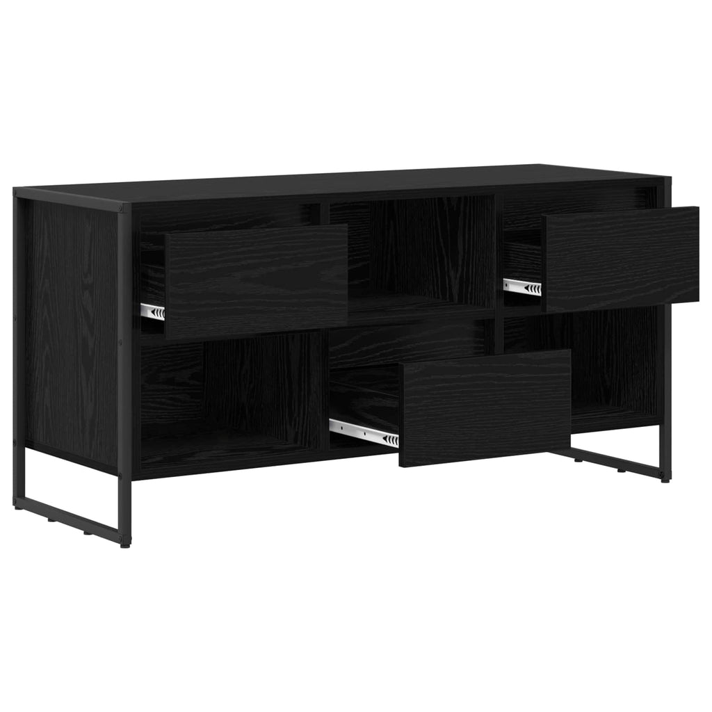 vidaXL Szafka pod telewizor z szufladą Czarny Dąb 100 x 36 x 49,5 cm