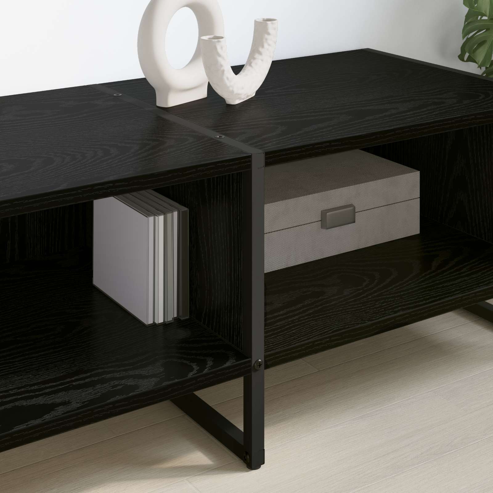 vidaXL Szafka pod telewizor Czarny Dąb 170.5 x 36 x 30.5 cm