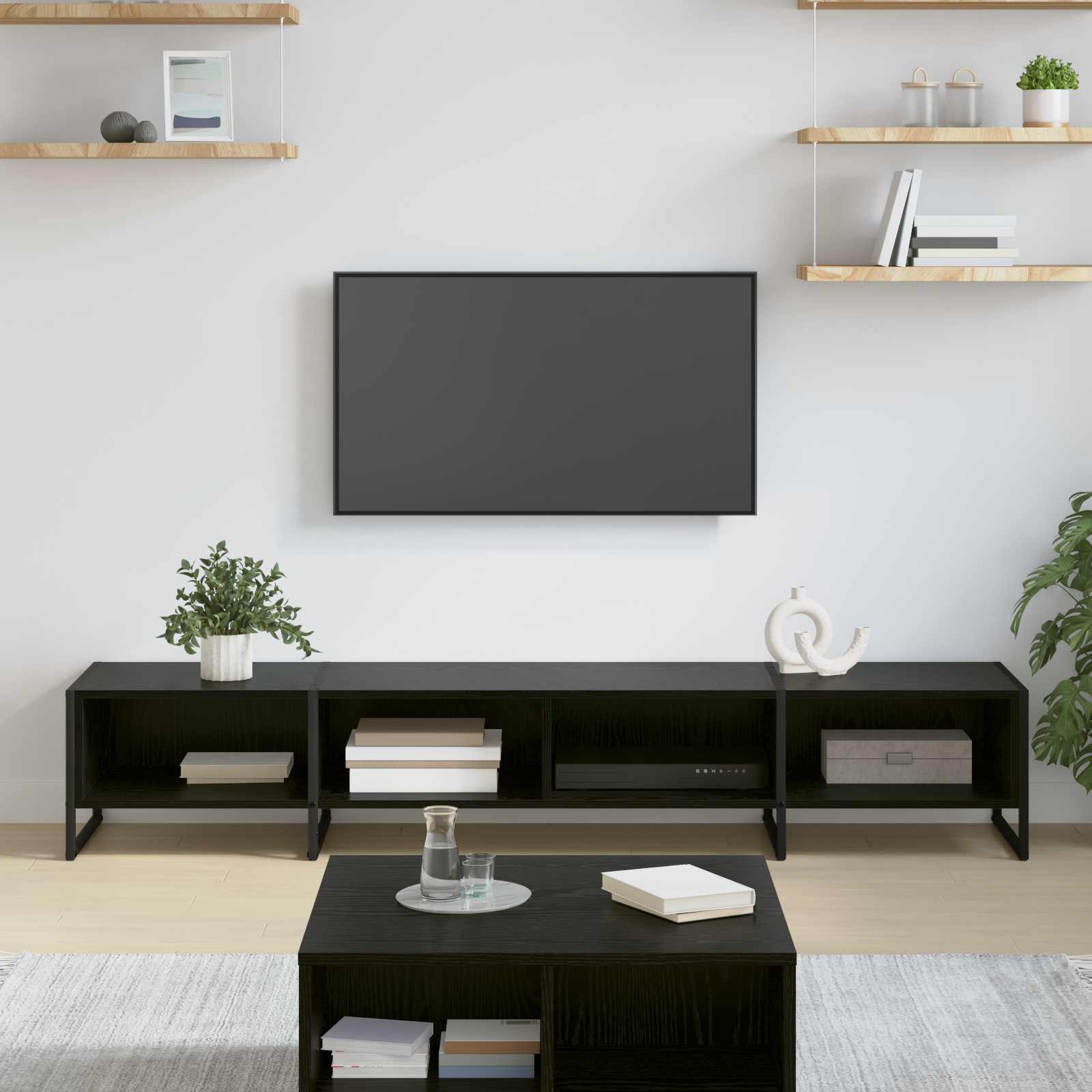 vidaXL Szafka pod telewizor Czarny Dąb 170.5 x 36 x 30.5 cm