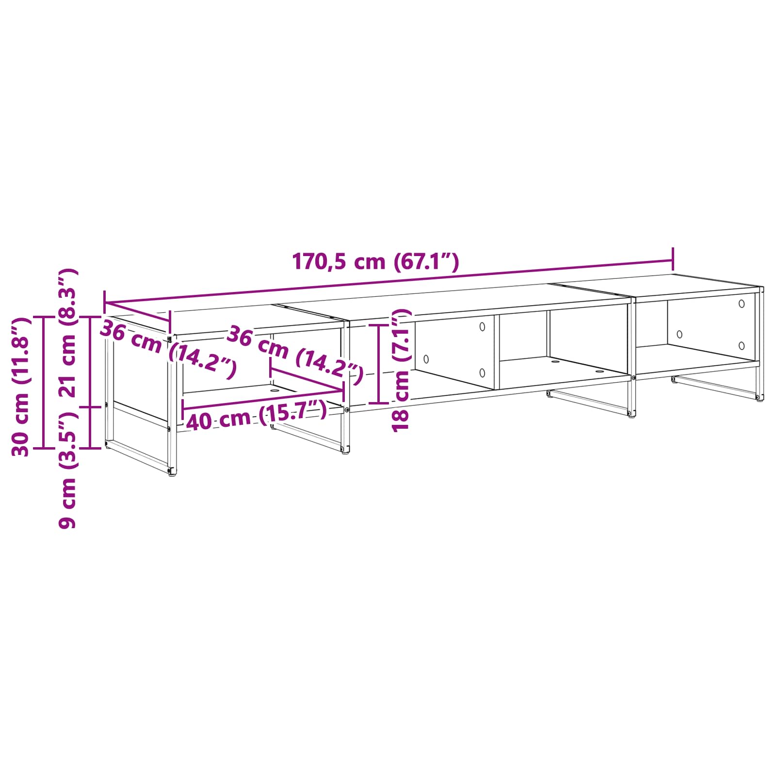 vidaXL Szafka pod telewizor 170.5 x 36 x 30.5 cm Dąb dymny