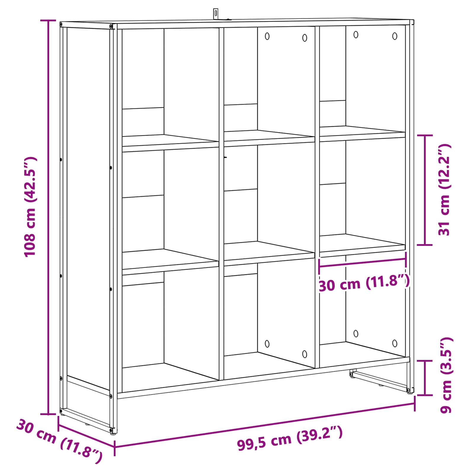 vidaXL Szafka na książki Sonoma 99,5 x 30 x 108,5 cm