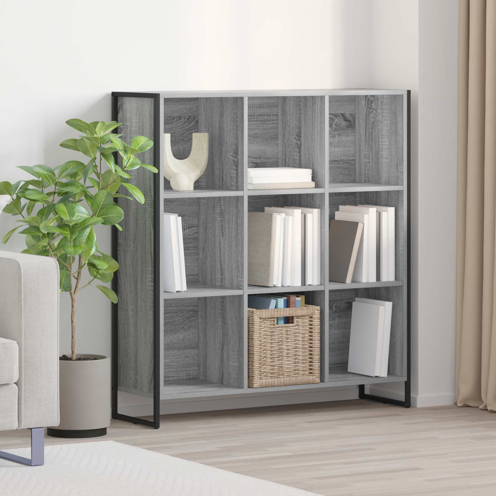 vidaXL Szafka na książki Szary Sonoma 99,5 x 30 x 108,5 cm