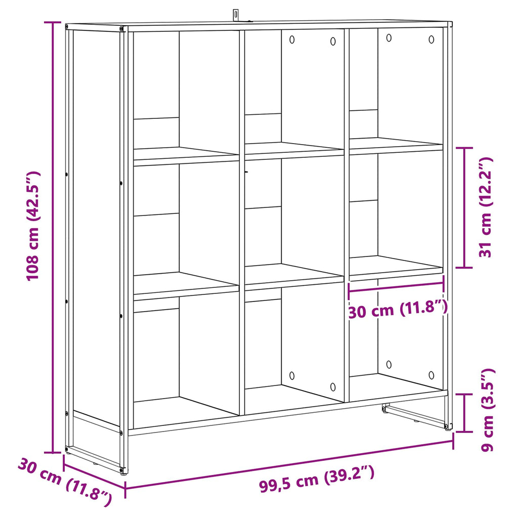 vidaXL Szafka na książki Szary Sonoma 99,5 x 30 x 108,5 cm