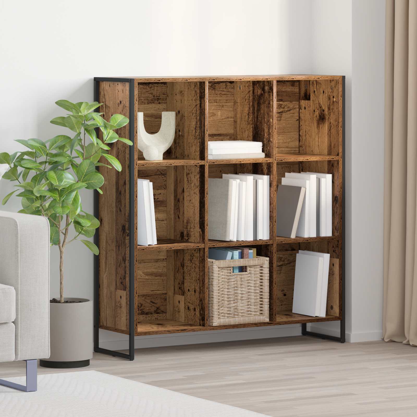 vidaXL Szafka na książki Stare drewno 99,5 x 30 x 108,5 cm