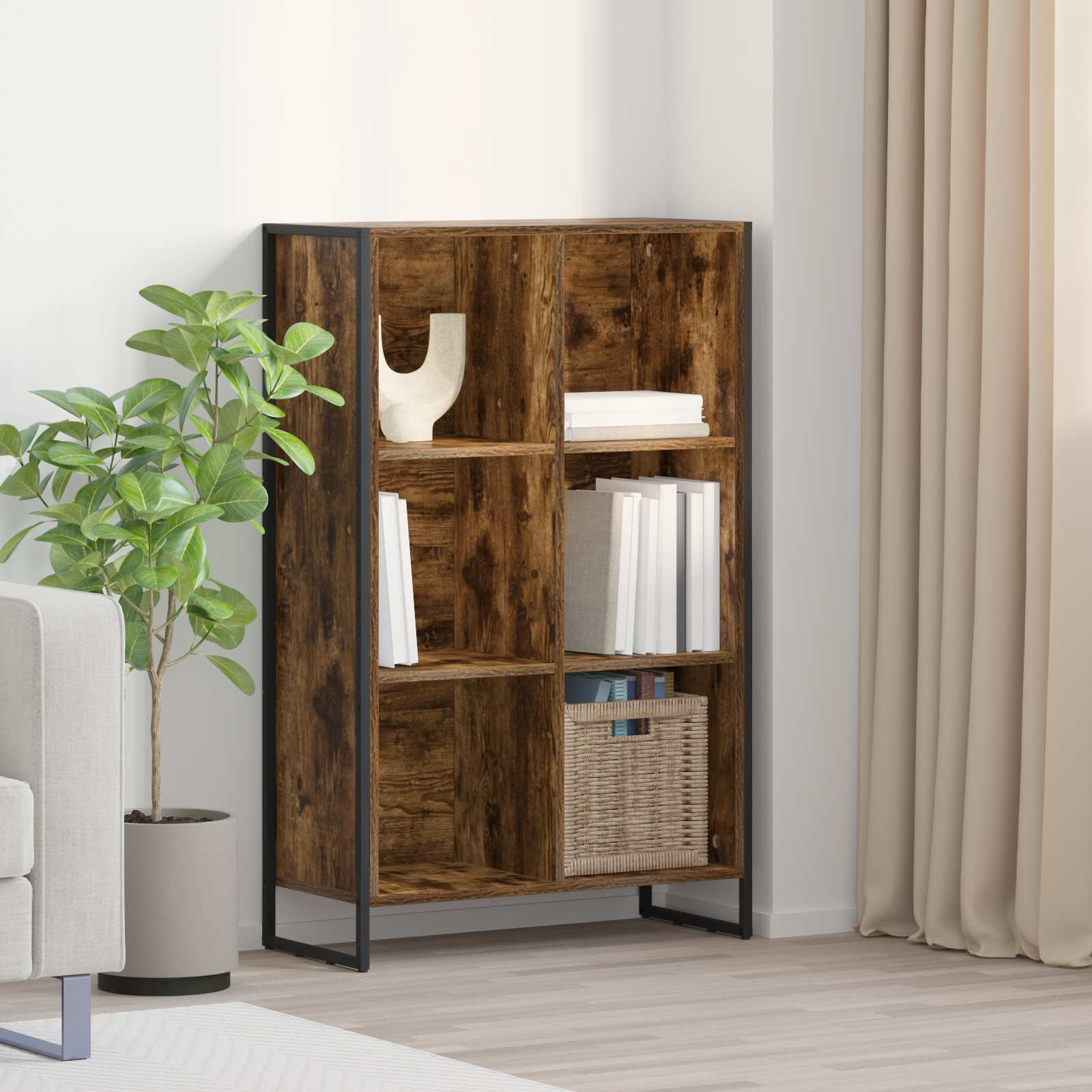 vidaXL Szafka na książki Dąb dymny 99,5 x 30 x 108,5 cm